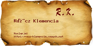 Rácz Klemencia névjegykártya